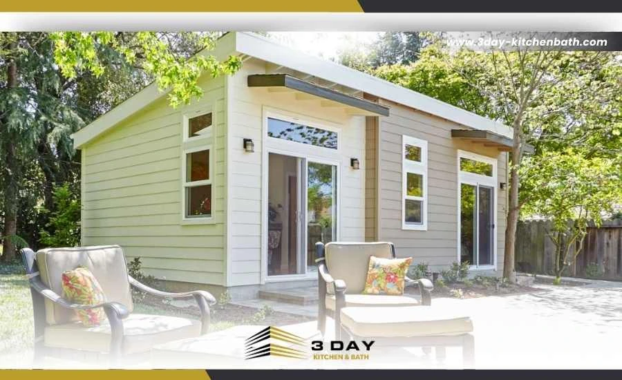 Custom stick-built ADU designed to match the home’s architectural style