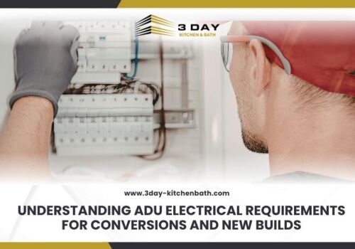 A professional electrician inspecting a modern residential electrical panel for an ADU build