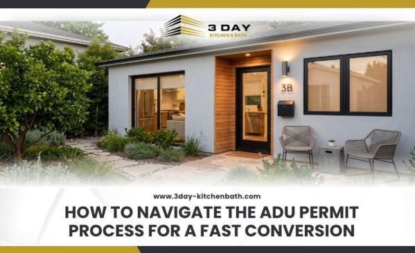 A beautifully converted modern Accessory Dwelling Unit with a welcoming exterior and private entrance