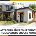 A modern attached accessory dwelling unit extending from a primary home