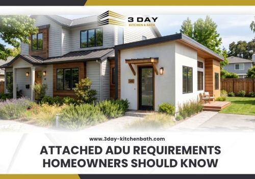 A modern attached accessory dwelling unit extending from a primary home