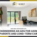 Modern ADU interior with text overlay Engineering an ADU for Aging Parents and Long Term Care