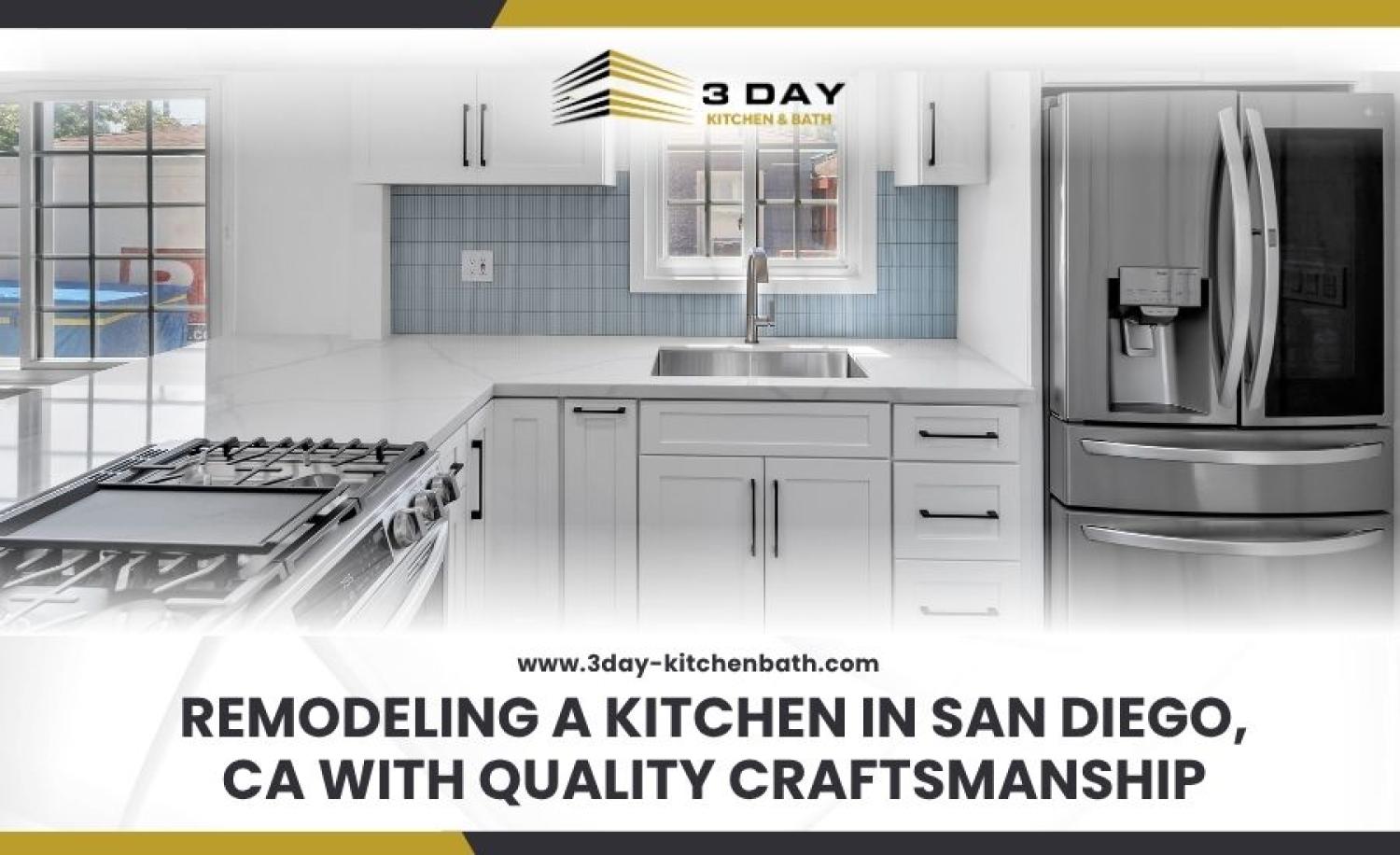 Modern remodeled kitchen with text overlay Remodeling a Kitchen in San Diego CA with Quality Craftsmanship