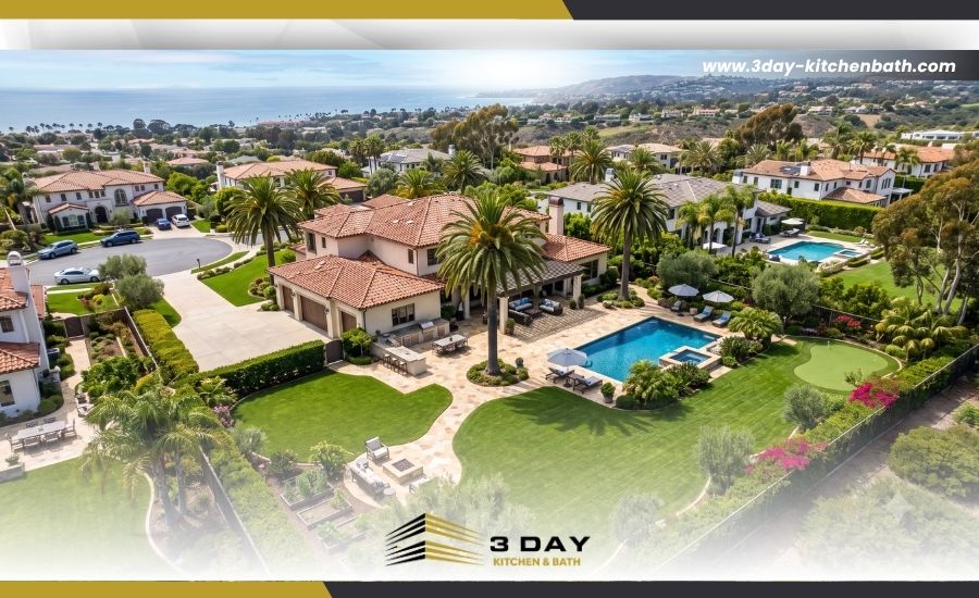 Aerial view of a spacious San Diego residential lot