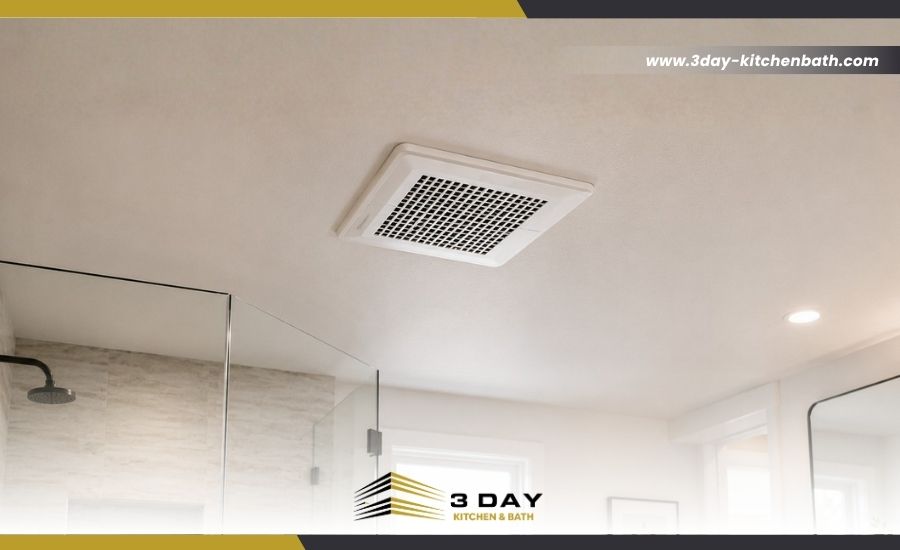 Bathroom exhaust fan installed for moisture control